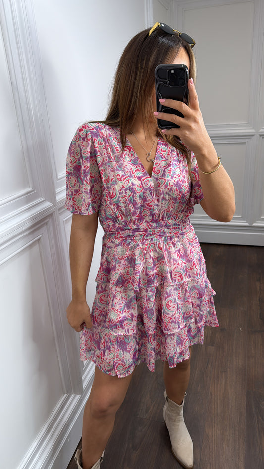 GEORGIE pink floral ruffle dress