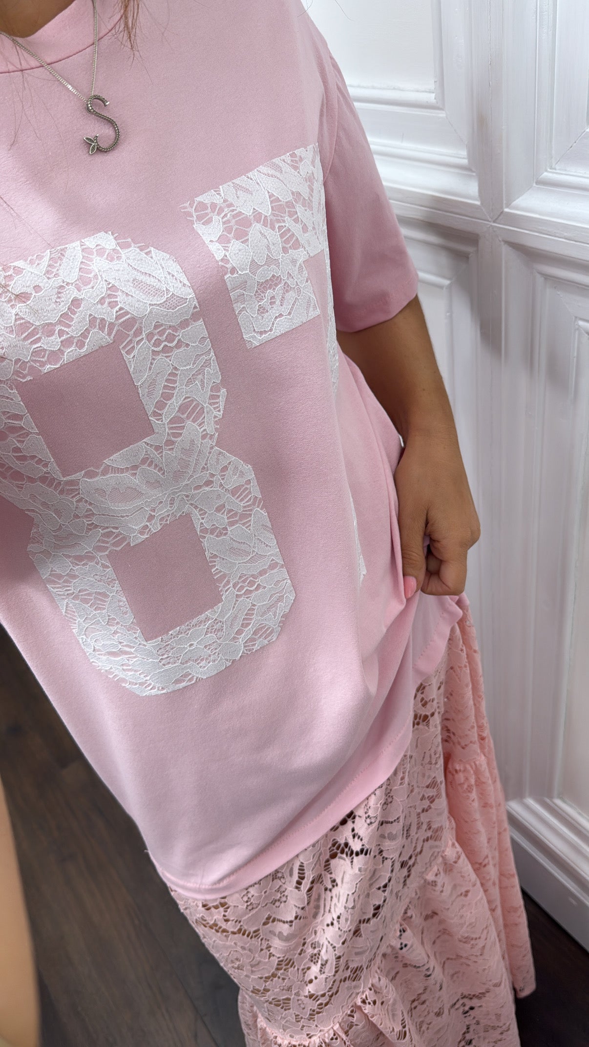 JESSIE pink 87 lace maxi dress