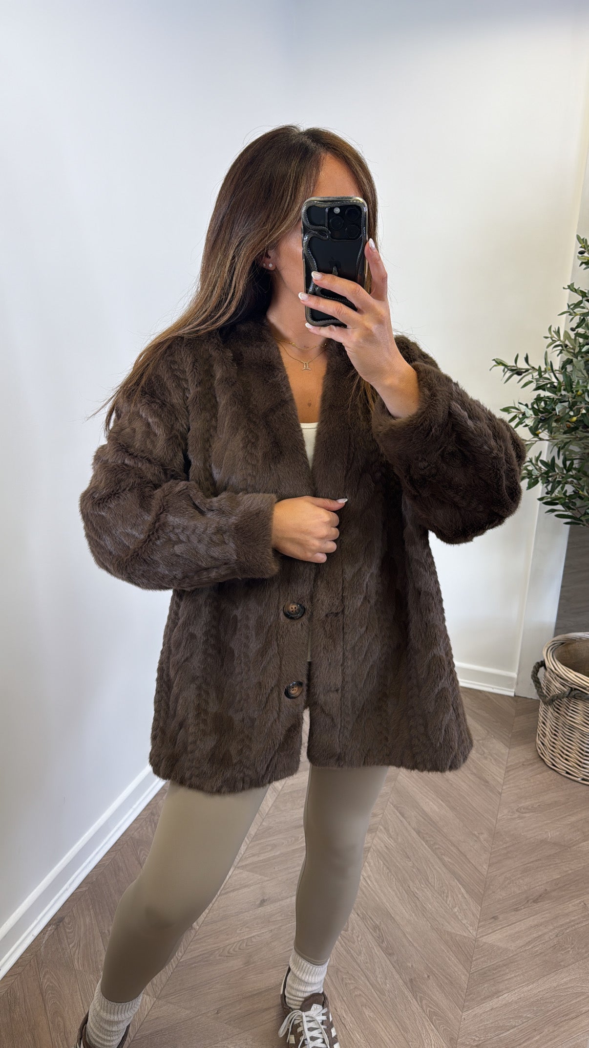 HATTY brown faux fur jacket