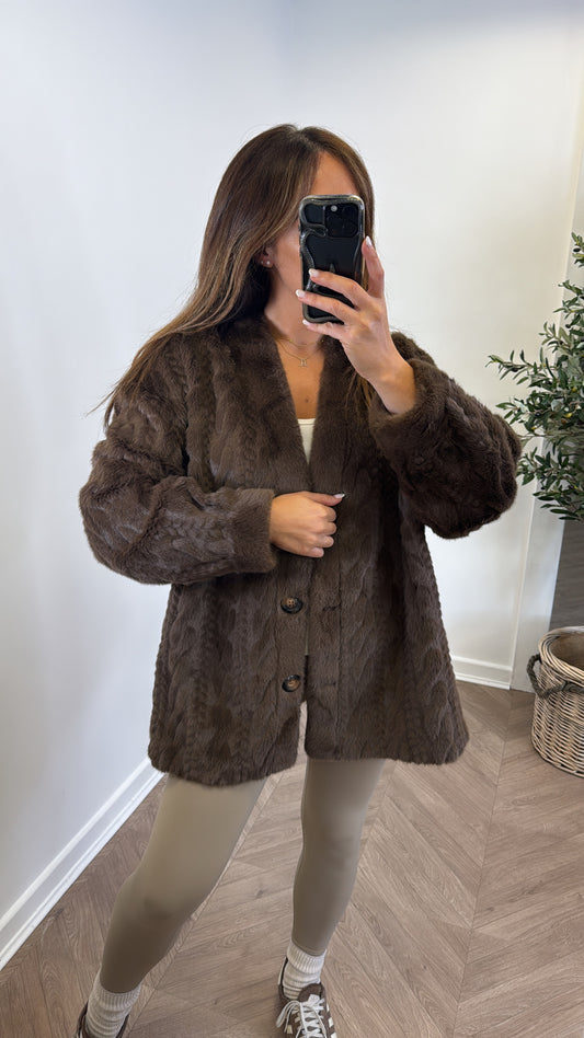 HATTY brown faux fur jacket