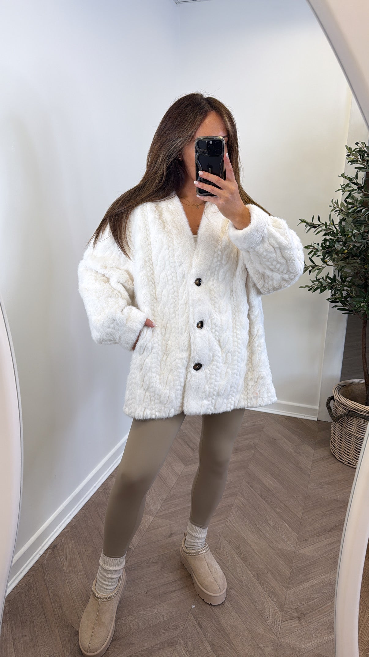 HATTY cream faux fur jacket