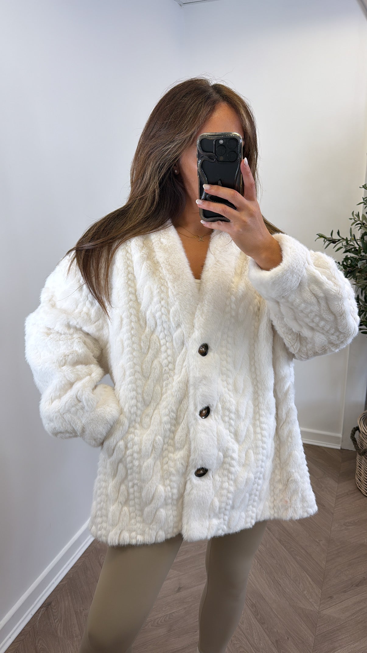 HATTY cream faux fur jacket