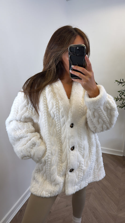 HATTY cream faux fur jacket