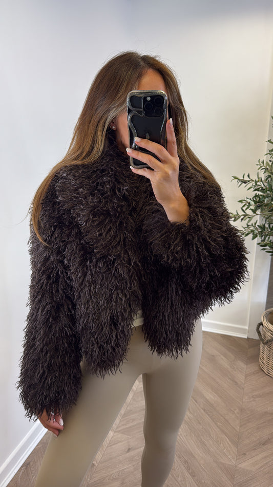 PHOEBE brown fur jacket
