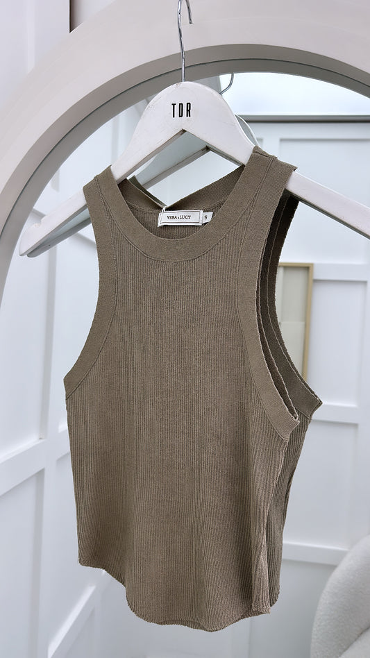 CLARA taupe knitted vest top