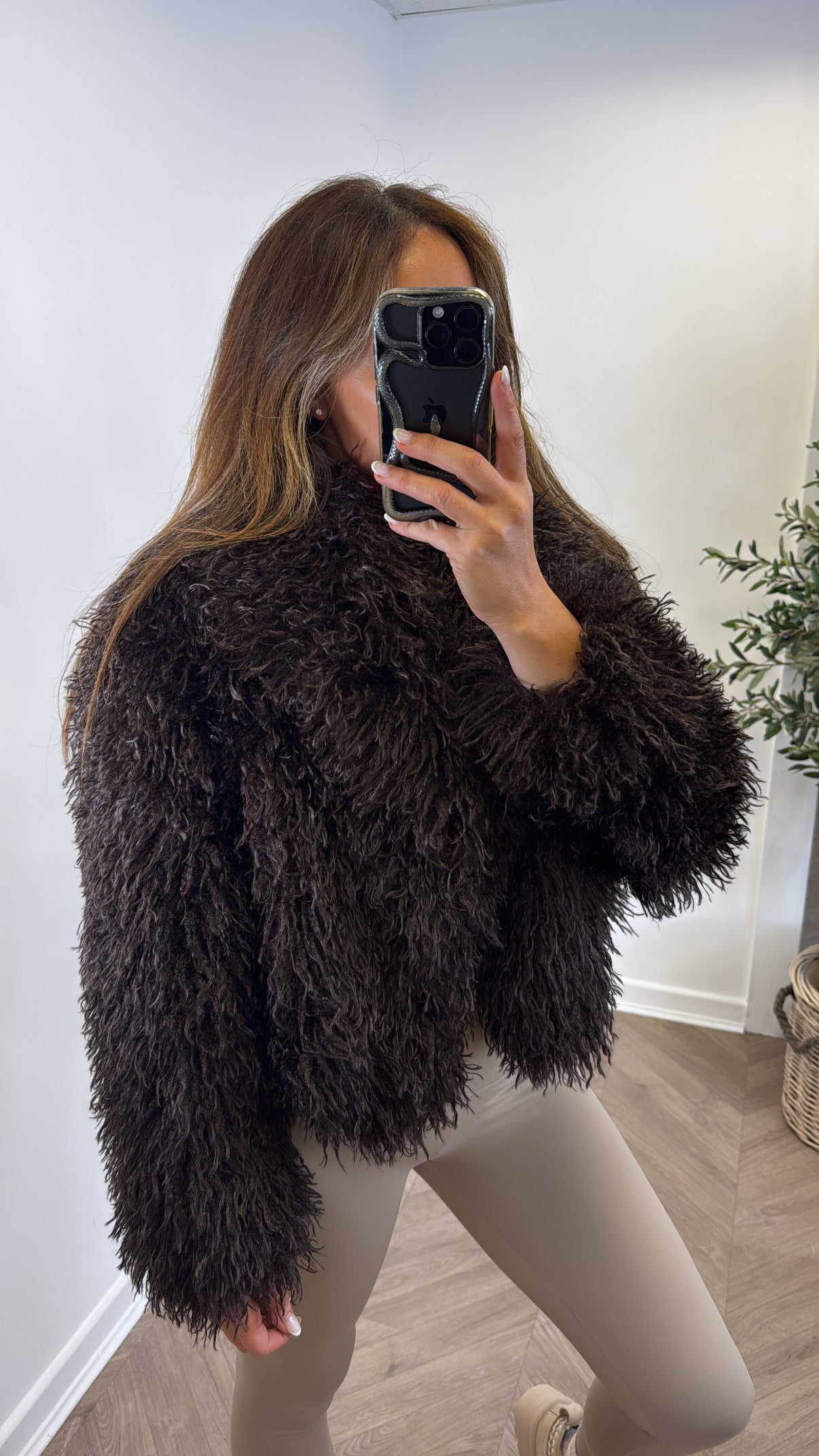 PHOEBE brown fur jacket
