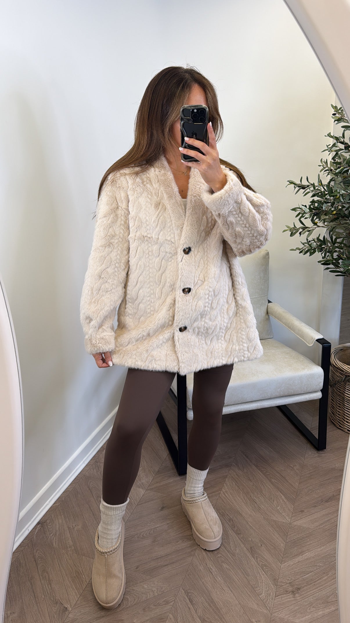 HATTY beige faux fur jacket