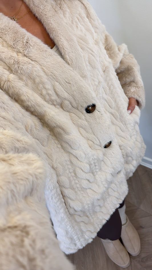 HATTY beige faux fur jacket