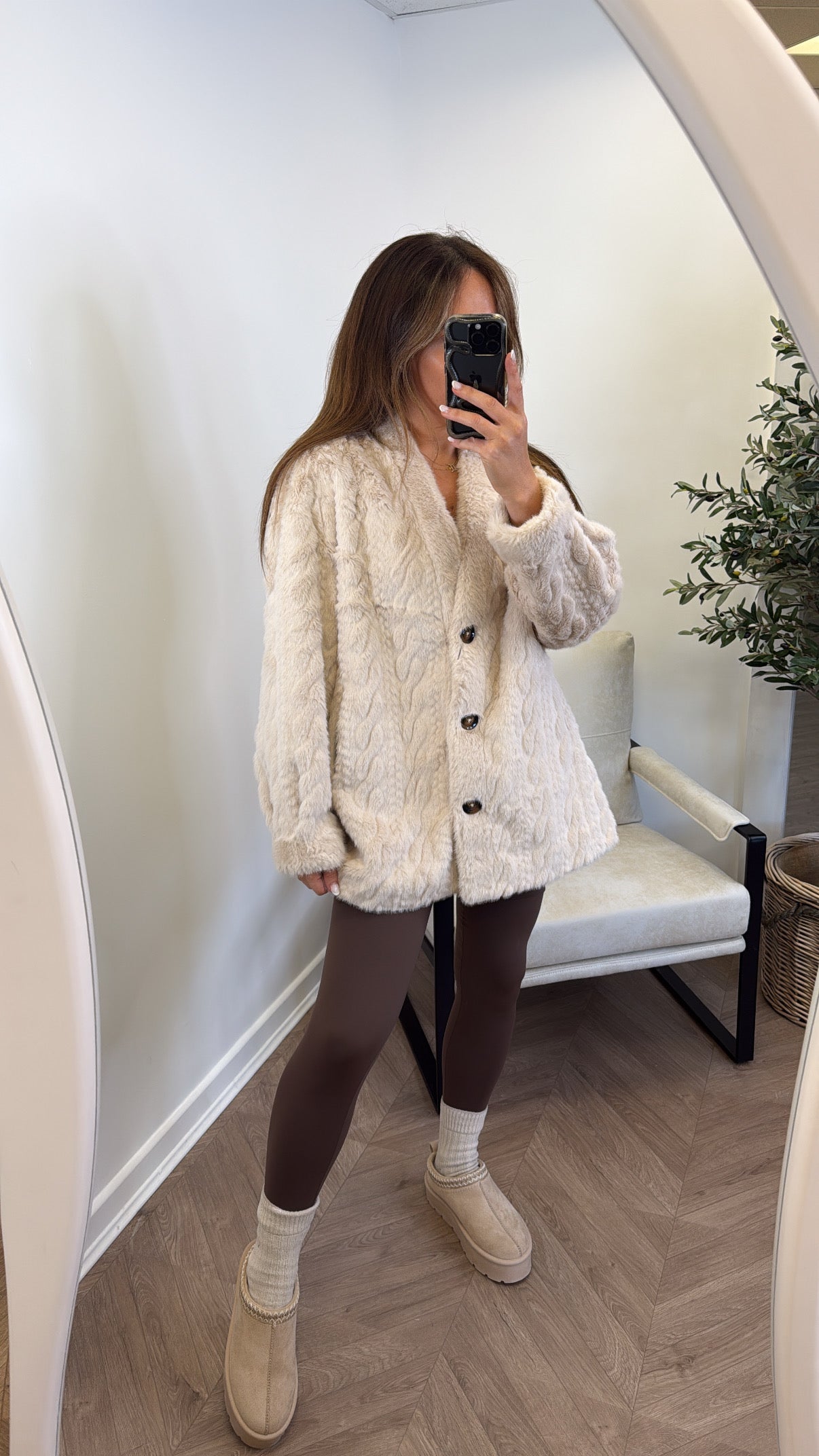 HATTY beige faux fur jacket