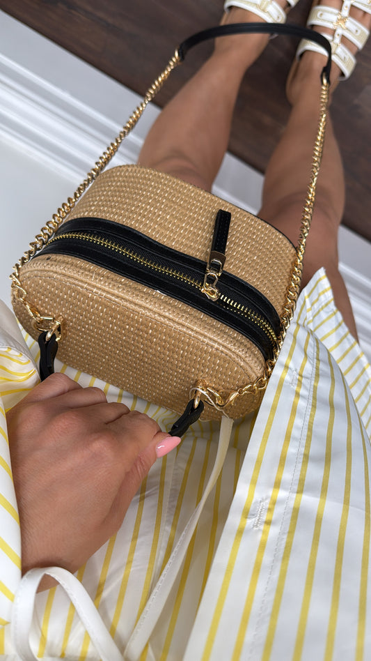 FREYA black and beige bucket bag