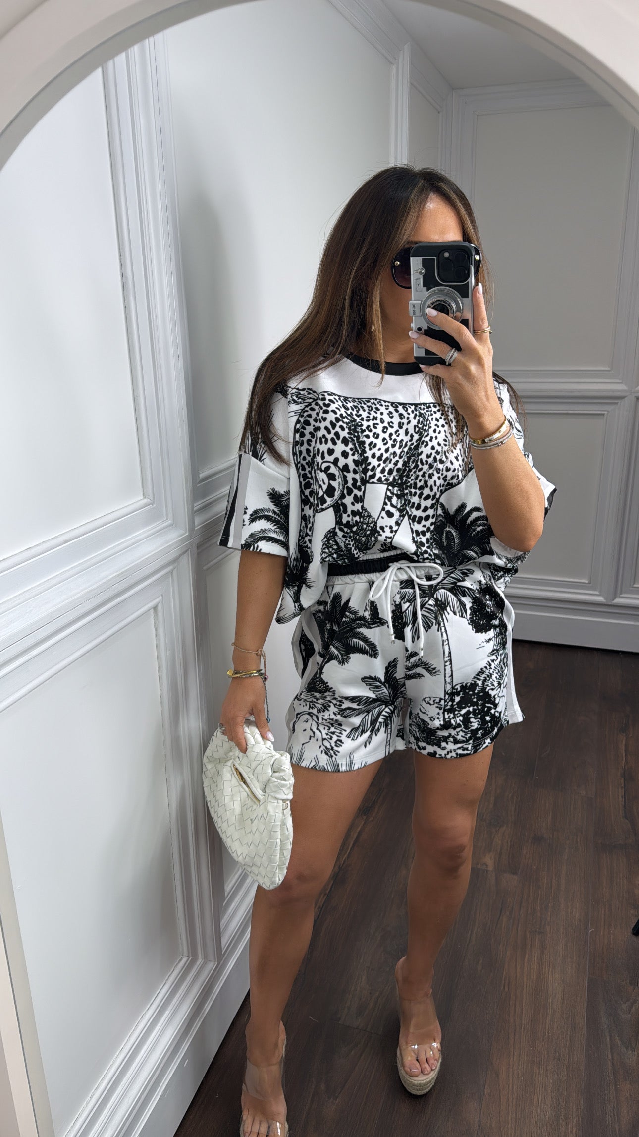 SAMIRA black jungle print top and shorts co-ord