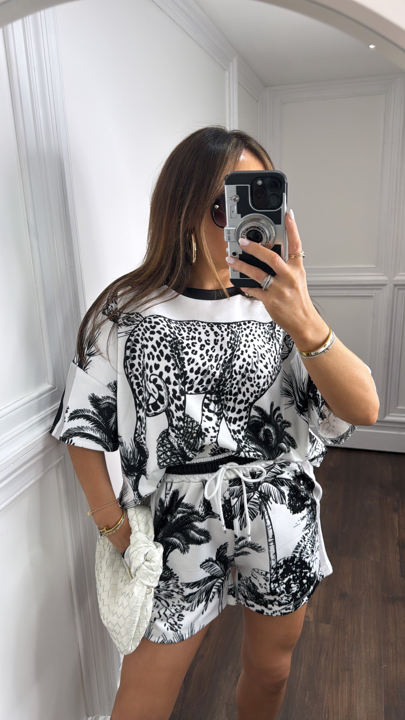 SAMIRA black jungle print top and shorts co-ord