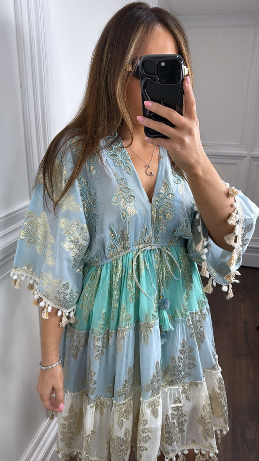 TIANA blue and turquoise boho dress