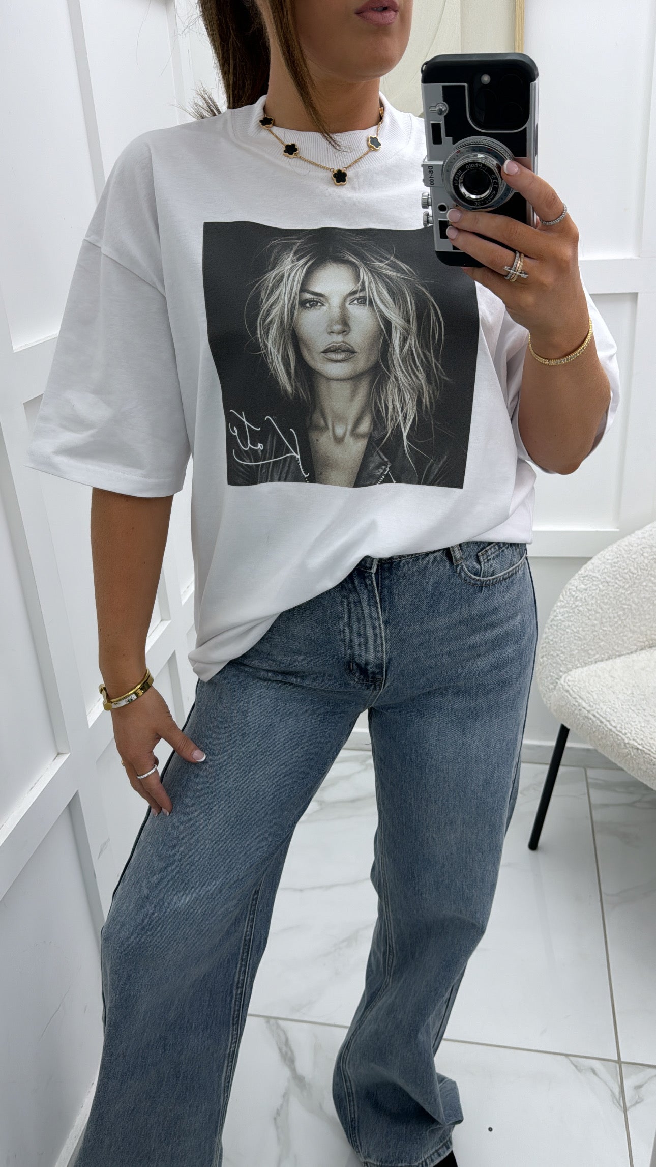 KATE MOSS white oversize graphic t-shirt