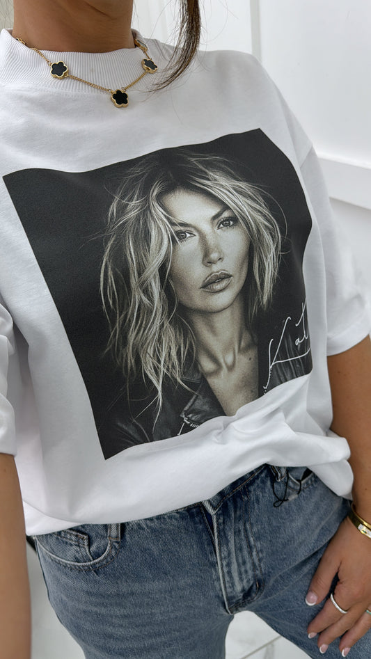 KATE MOSS white oversize graphic t-shirt