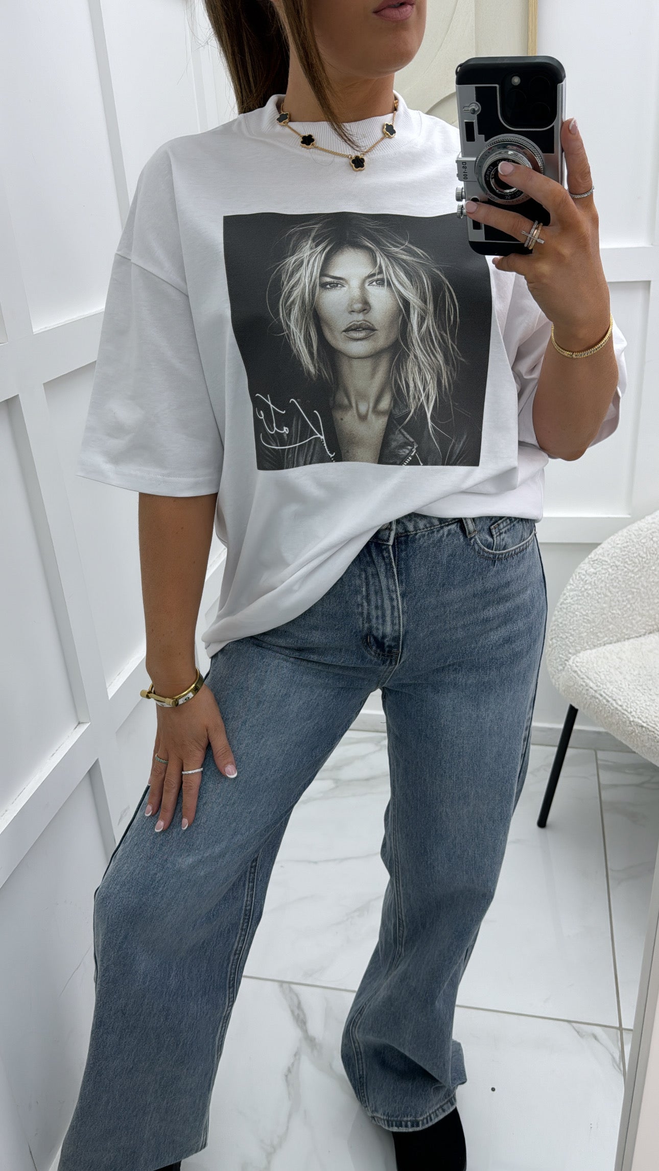 KATE MOSS white oversize graphic t-shirt