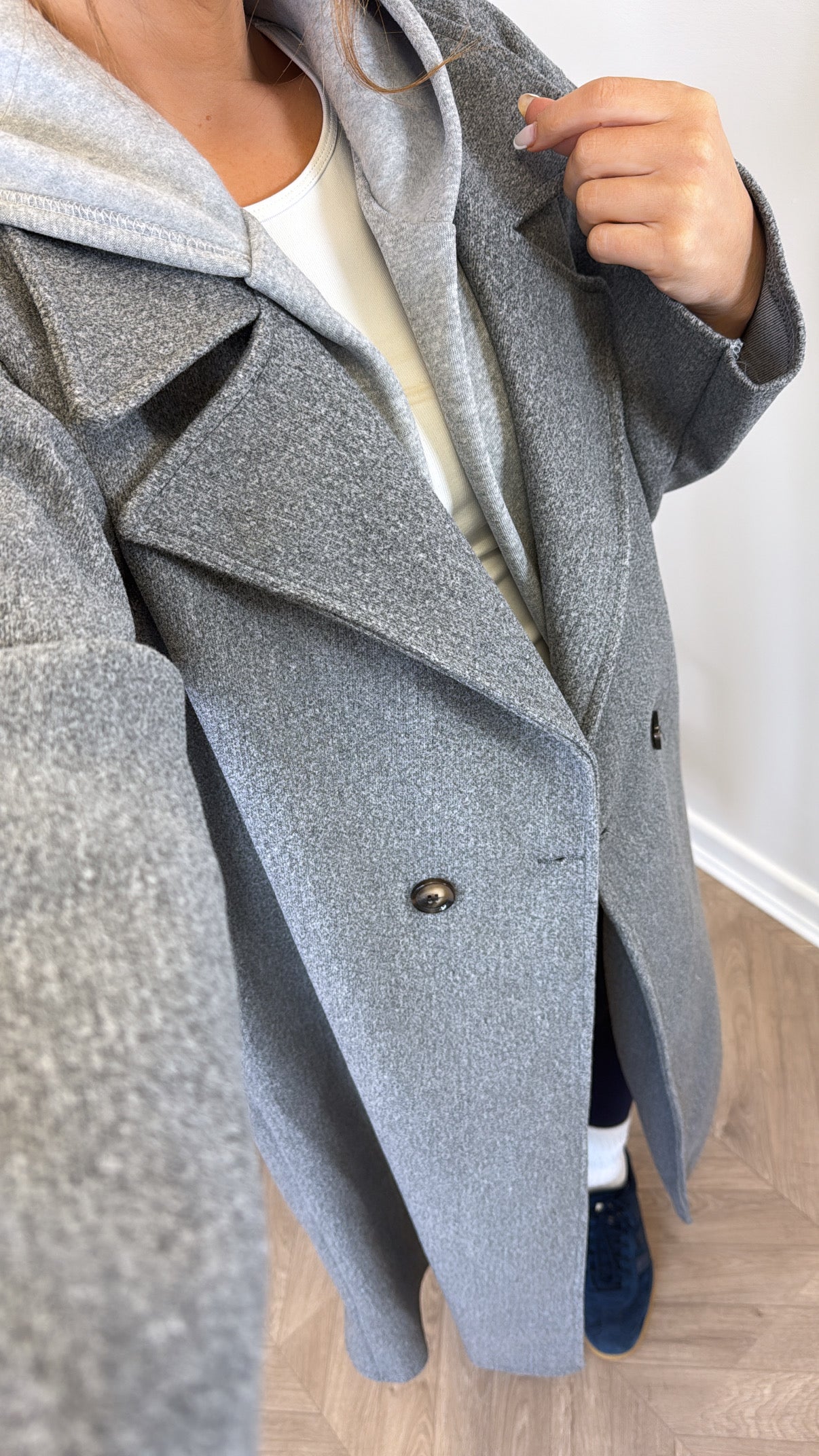 BOSTON grey hooded oversize duster jacket
