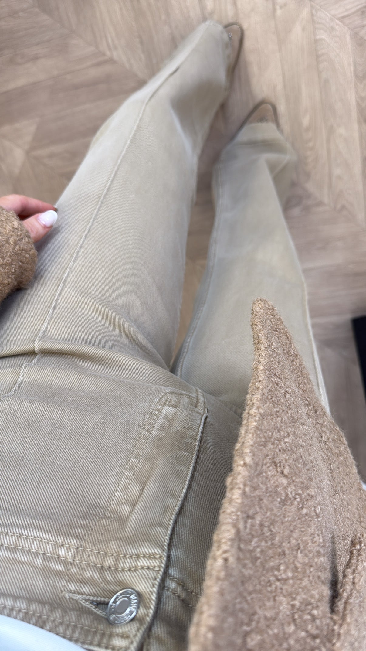 JAYDEN beige wide leg denim jeans (longer length)