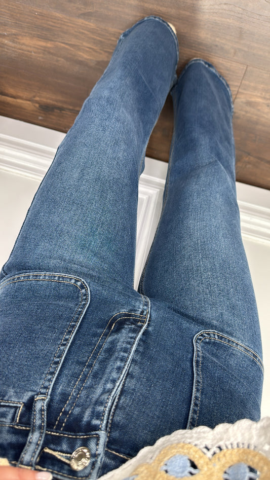 KEISHA dark blue wide leg denim jeans