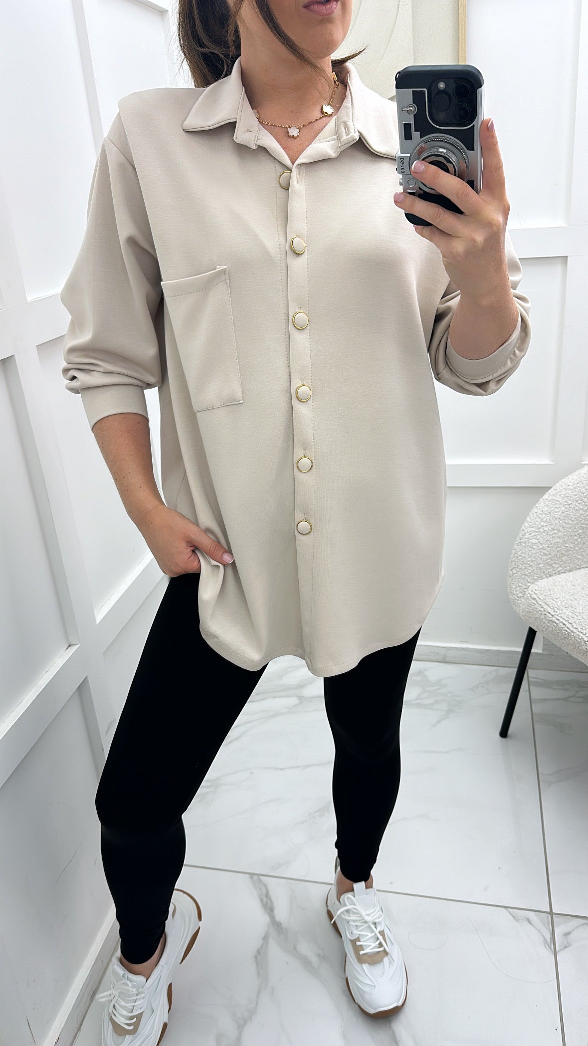 AMELIA beige super soft cotton shirt