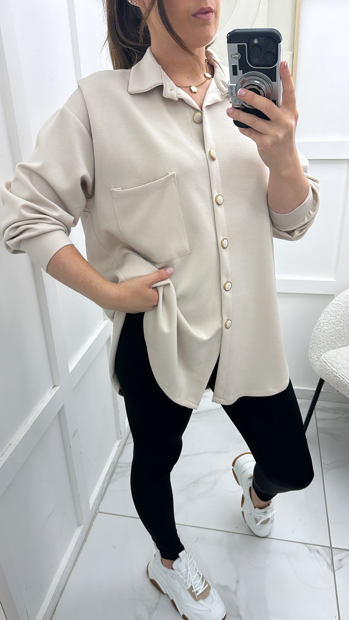 AMELIA beige super soft cotton shirt