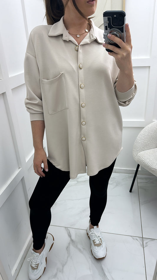 AMELIA beige super soft cotton shirt