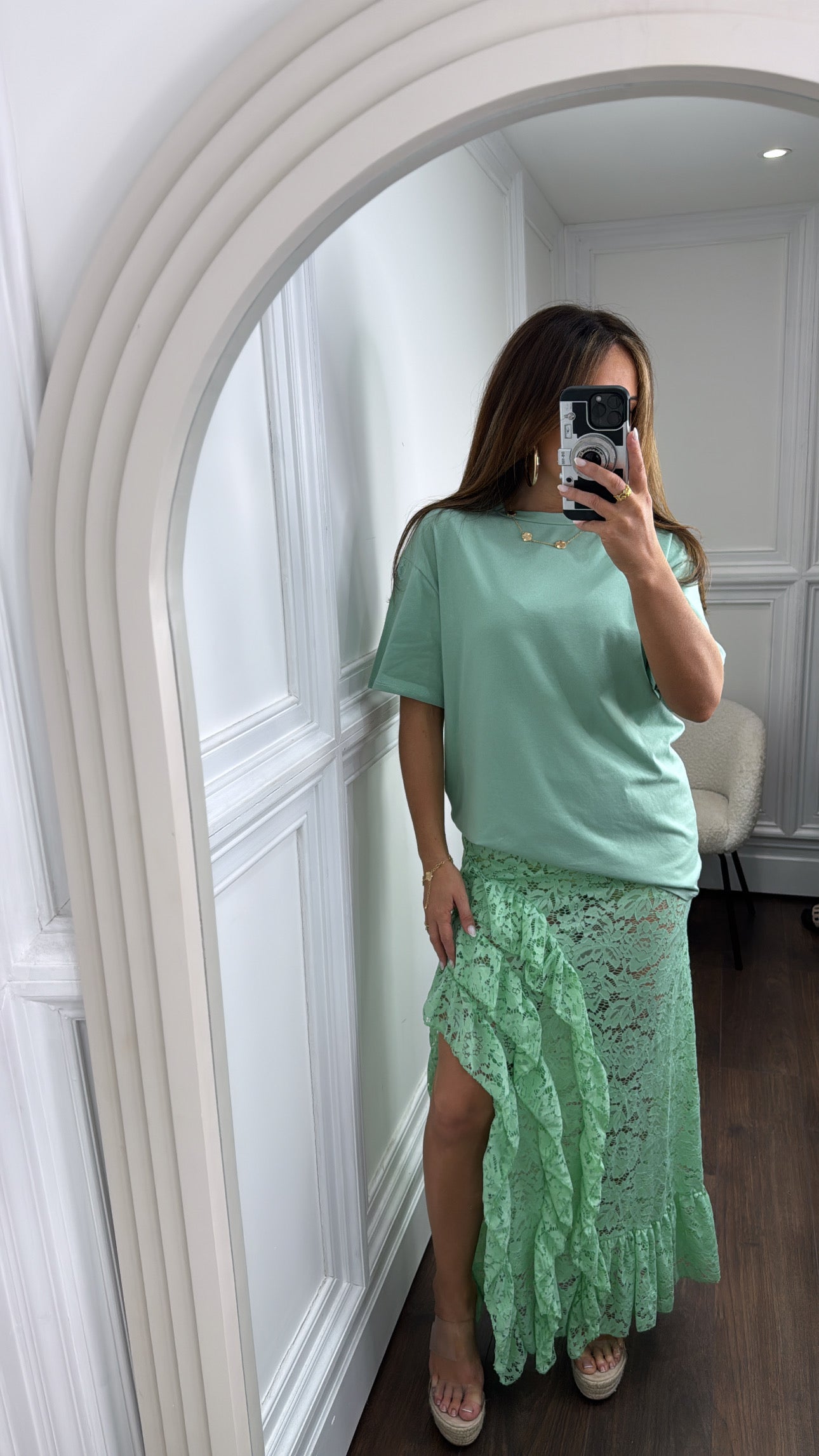 KATIE mint t-shirt and lace skirt co-ord
