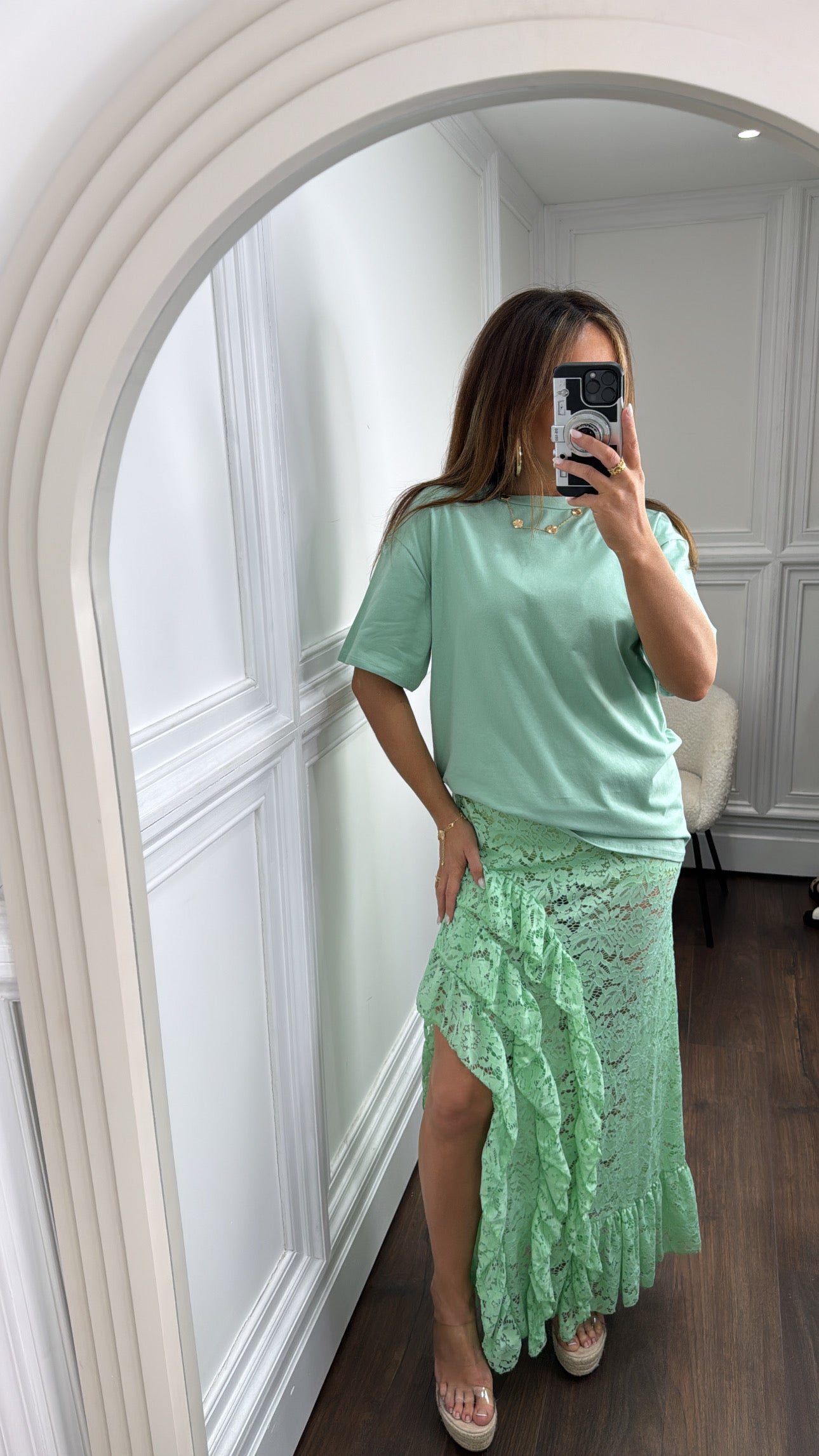 KATIE mint t-shirt and lace skirt co-ord