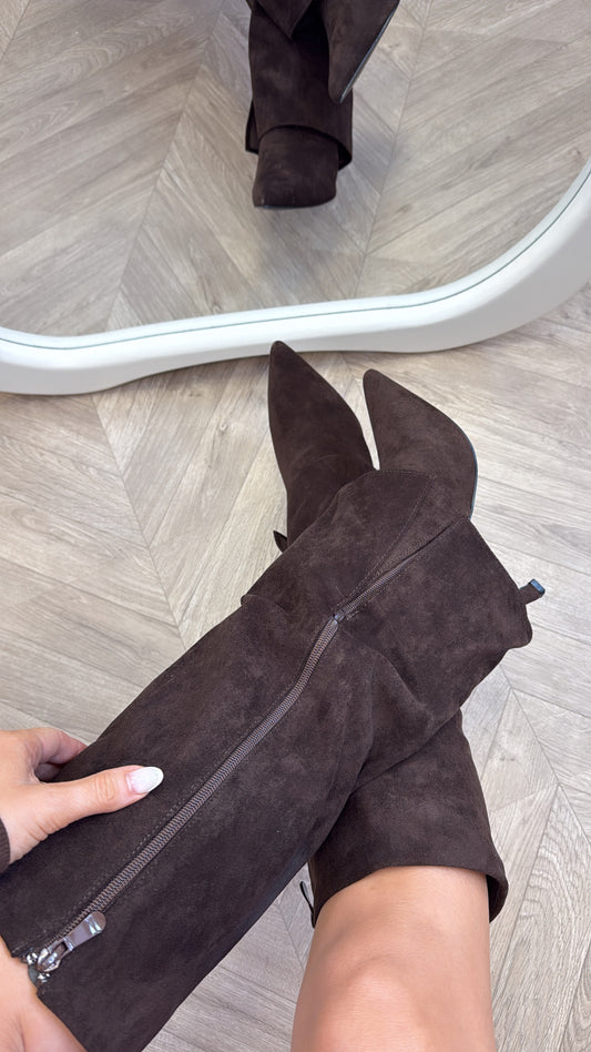 ISABELLA brown fold over heel boots