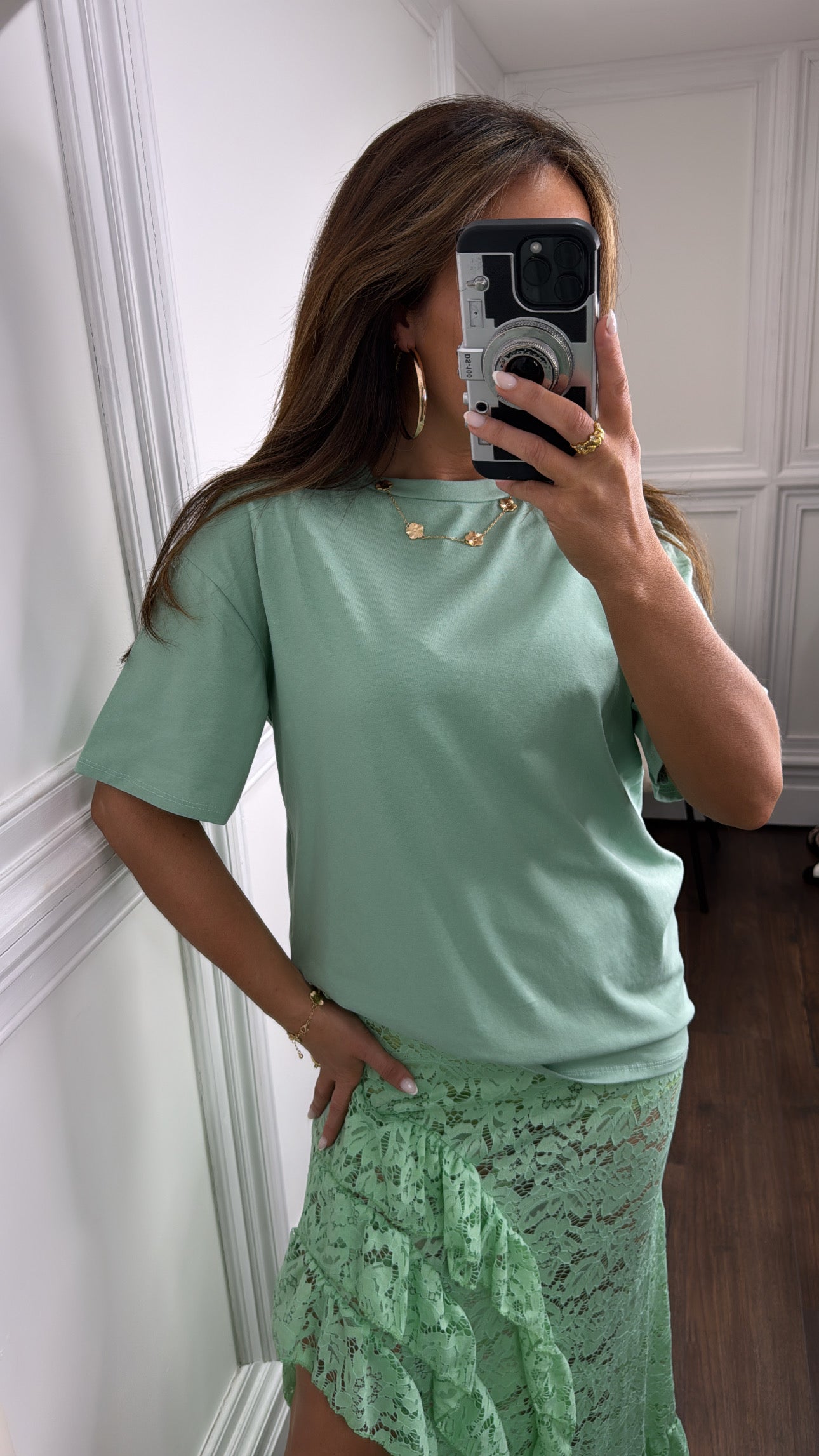 KATIE mint t-shirt and lace skirt co-ord