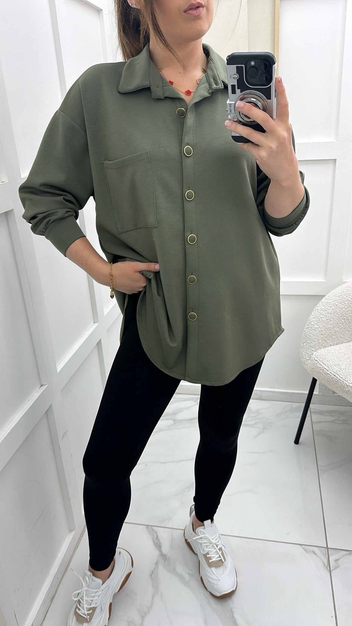 AMELIA khaki super soft cotton shirt