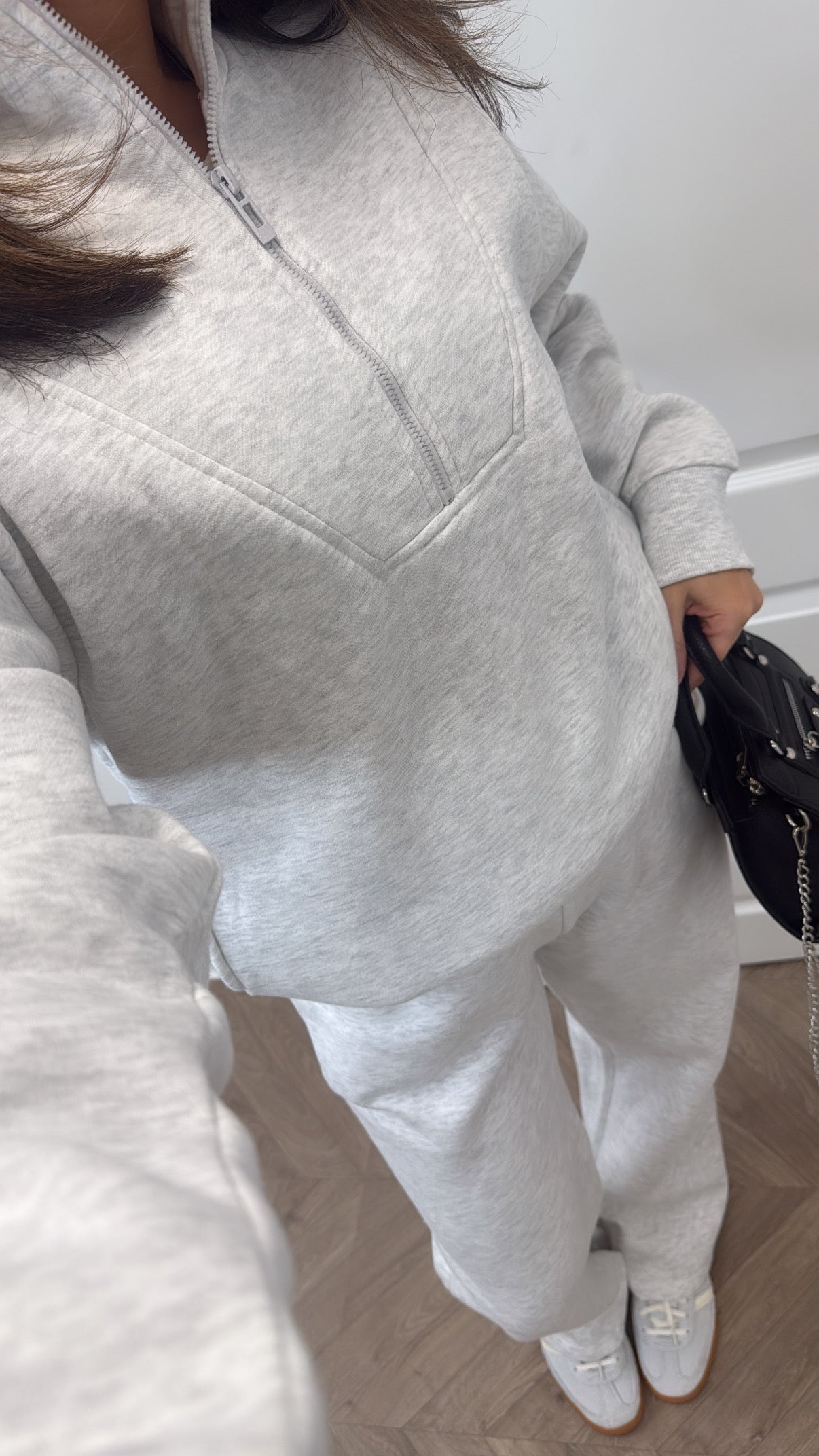 MAYA light grey half zip sweatshirt and joggers tracksuit
