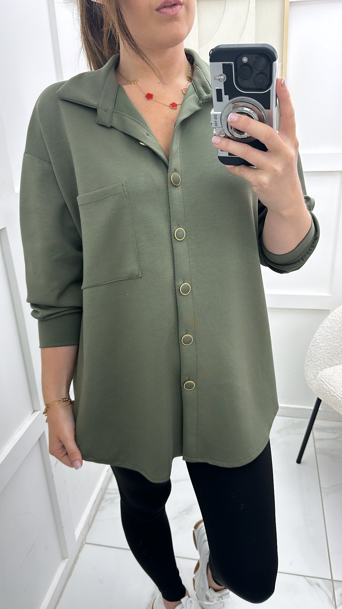 AMELIA khaki super soft cotton shirt