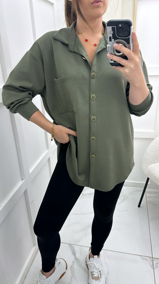 AMELIA khaki super soft cotton shirt