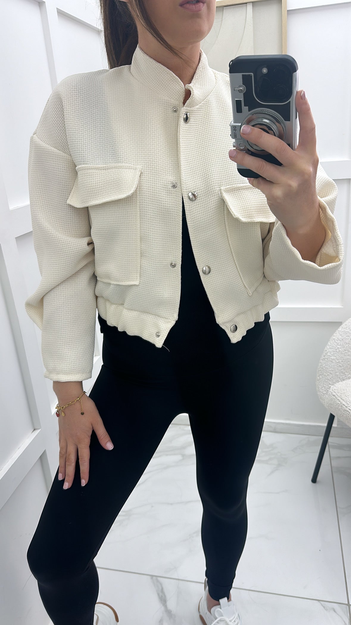 MAISIE cream bomber jacket