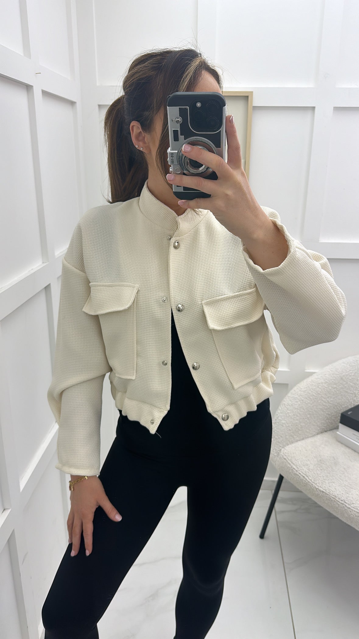 MAISIE cream bomber jacket