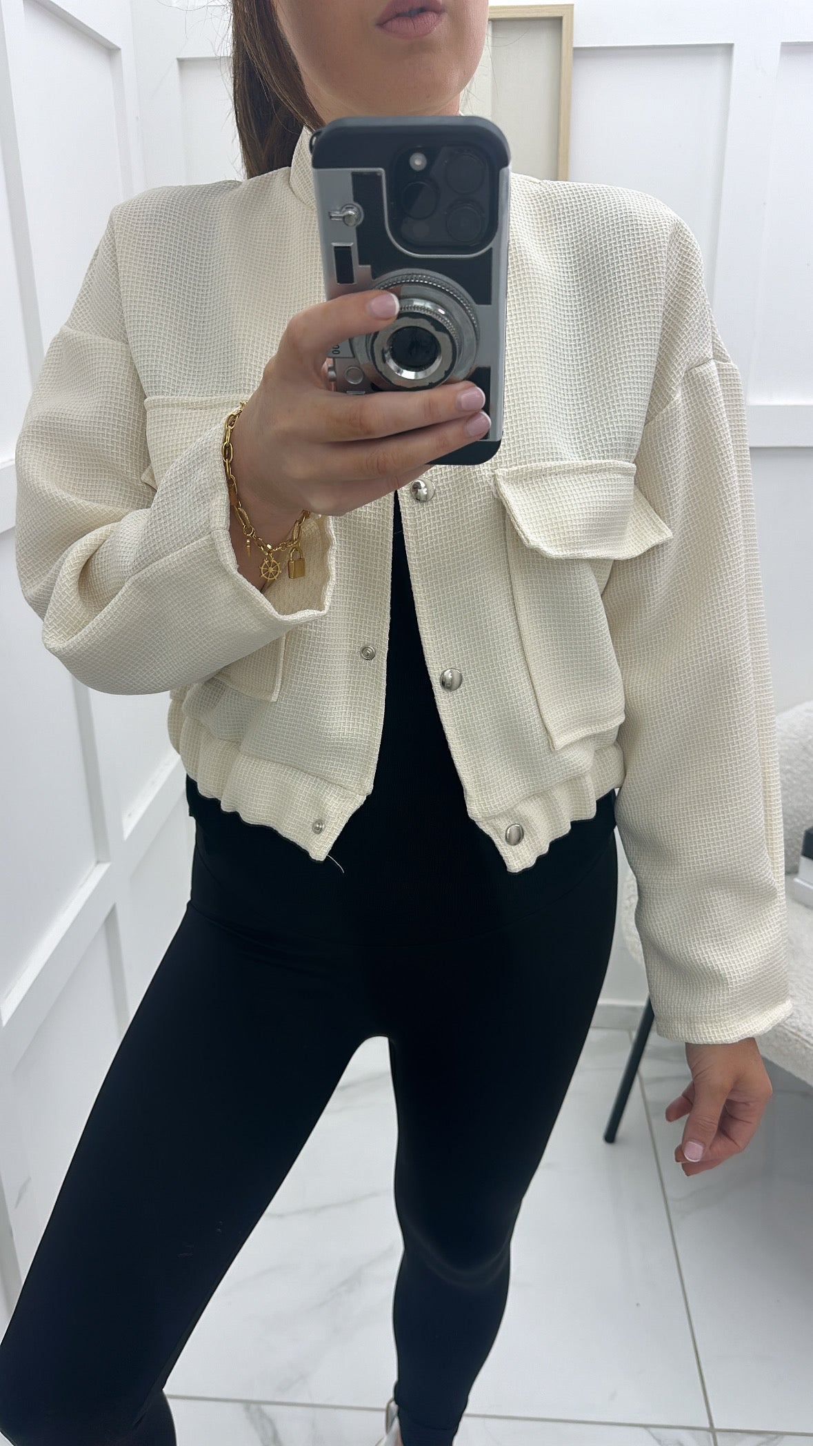 MAISIE cream bomber jacket