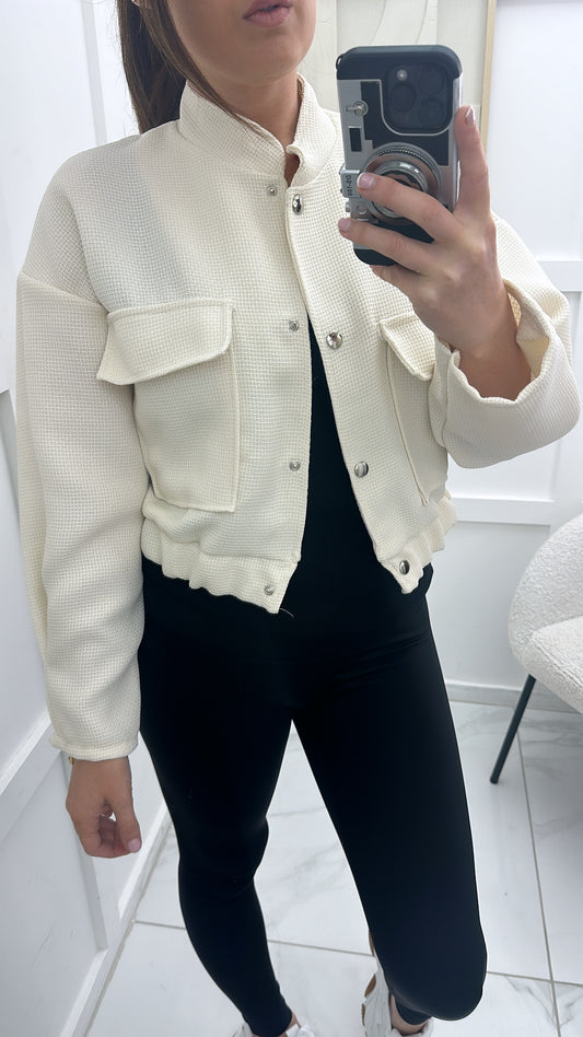 MAISIE cream bomber jacket