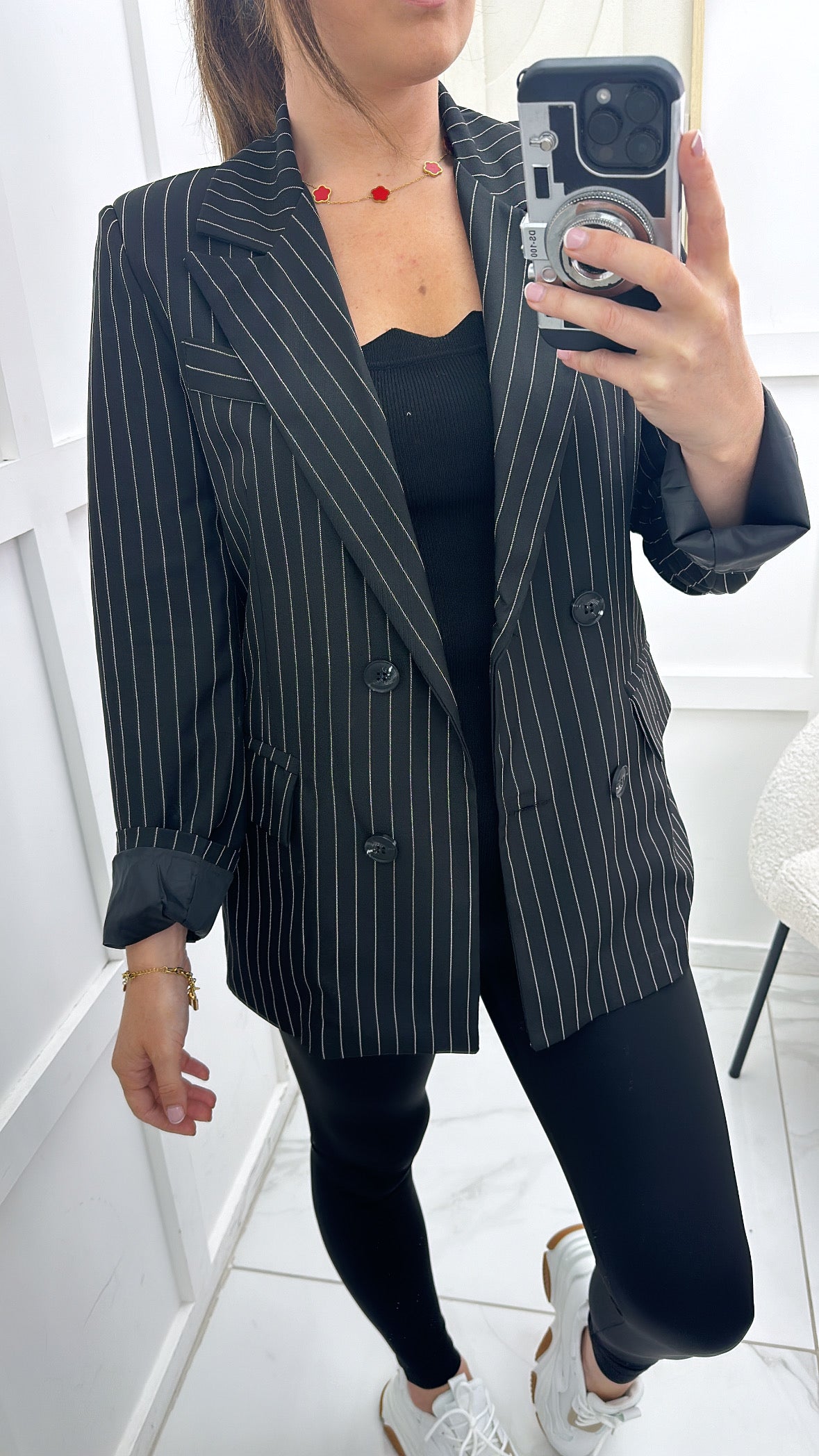 JADA black pinstripe double breasted blazer