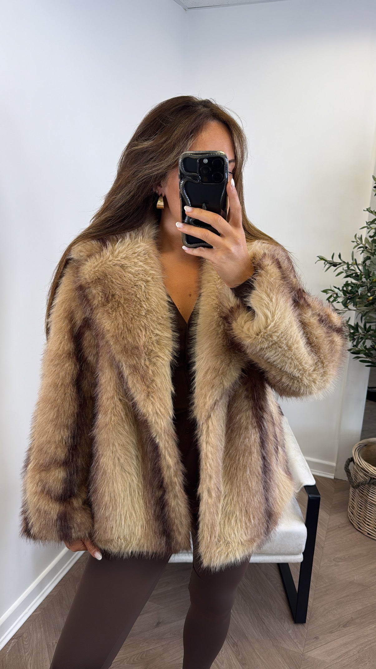 MOLL camel faux fur jacket
