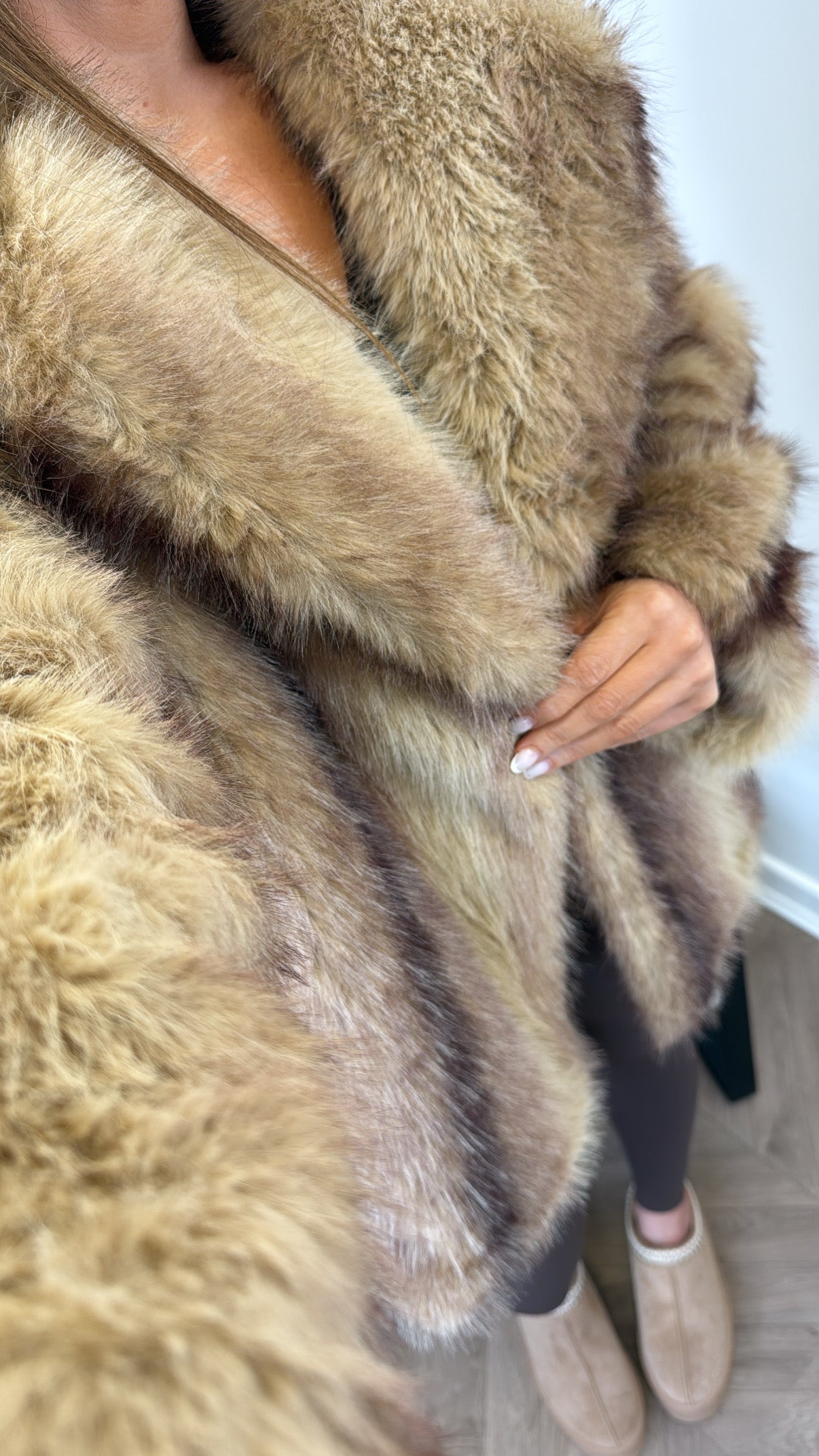 MOLL camel faux fur jacket