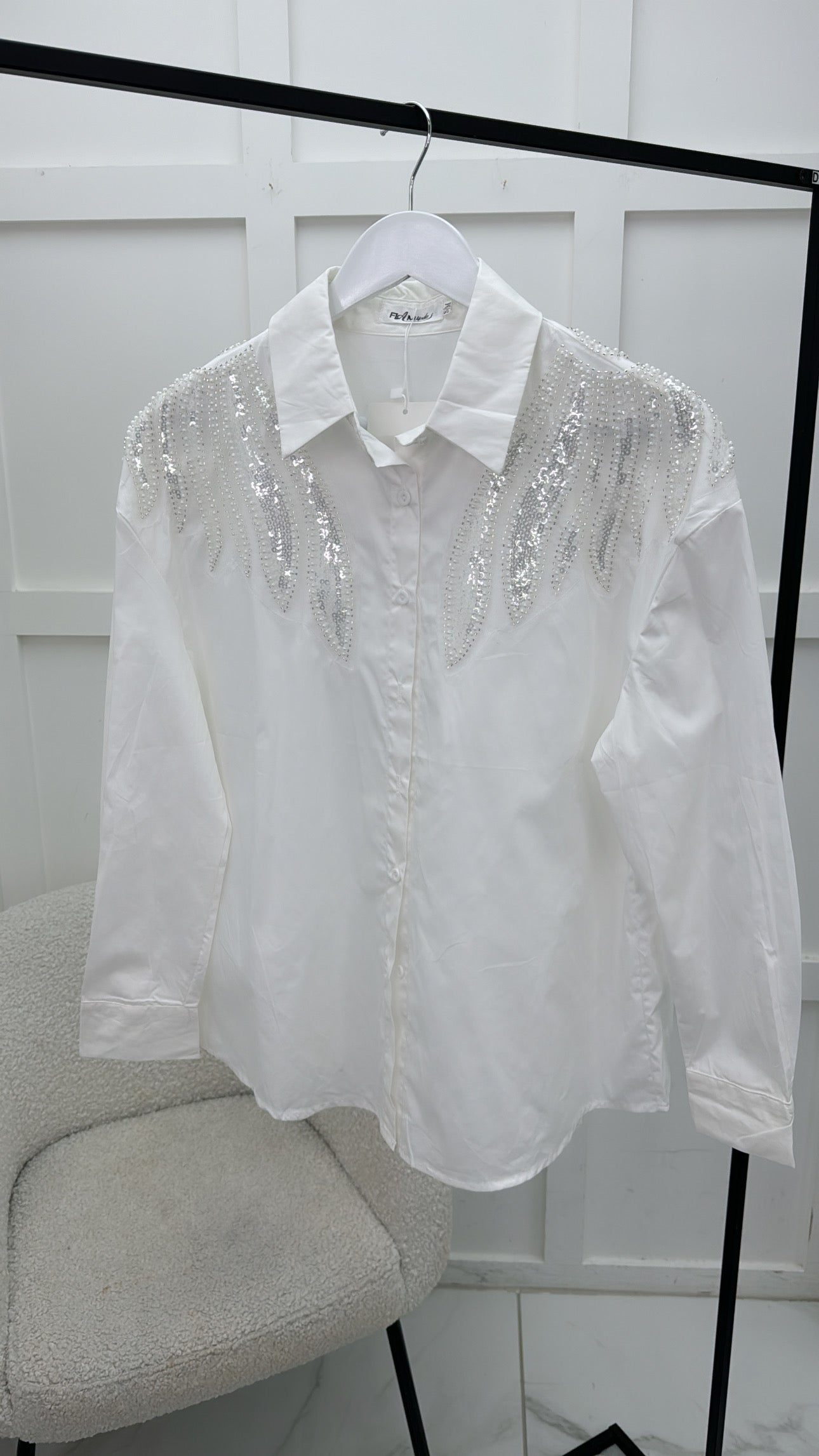 DARA white sequin embellished shirt