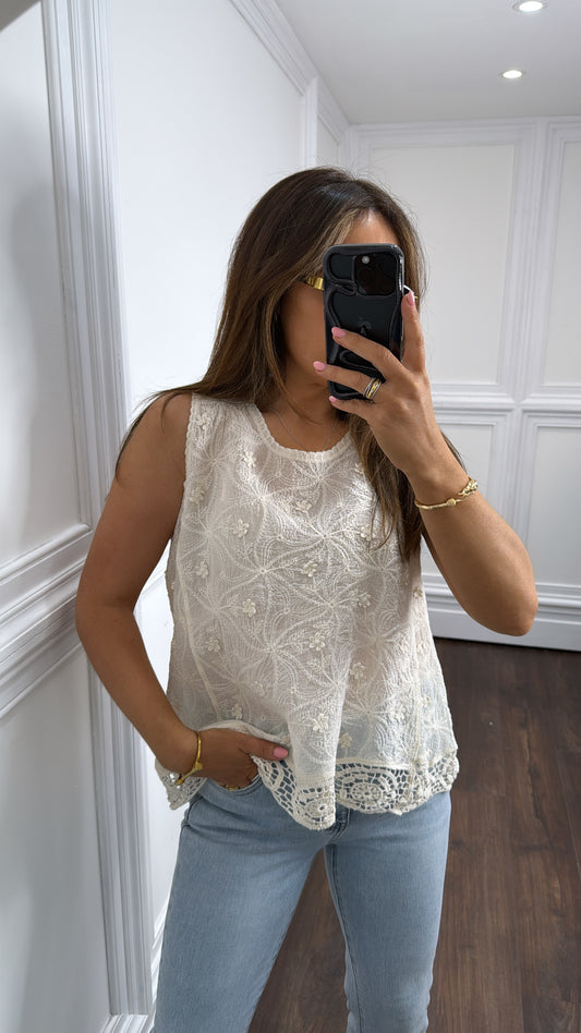 CICI cream lace vest top