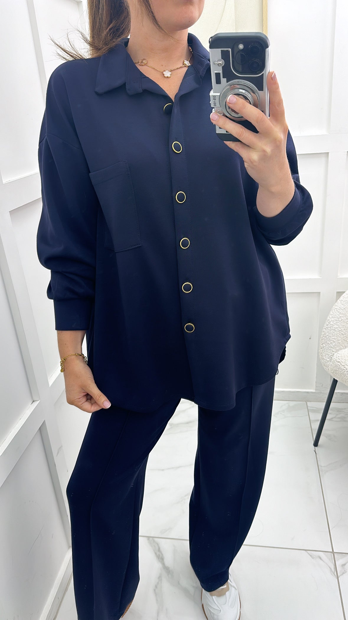 AMELIA navy super soft cotton shirt