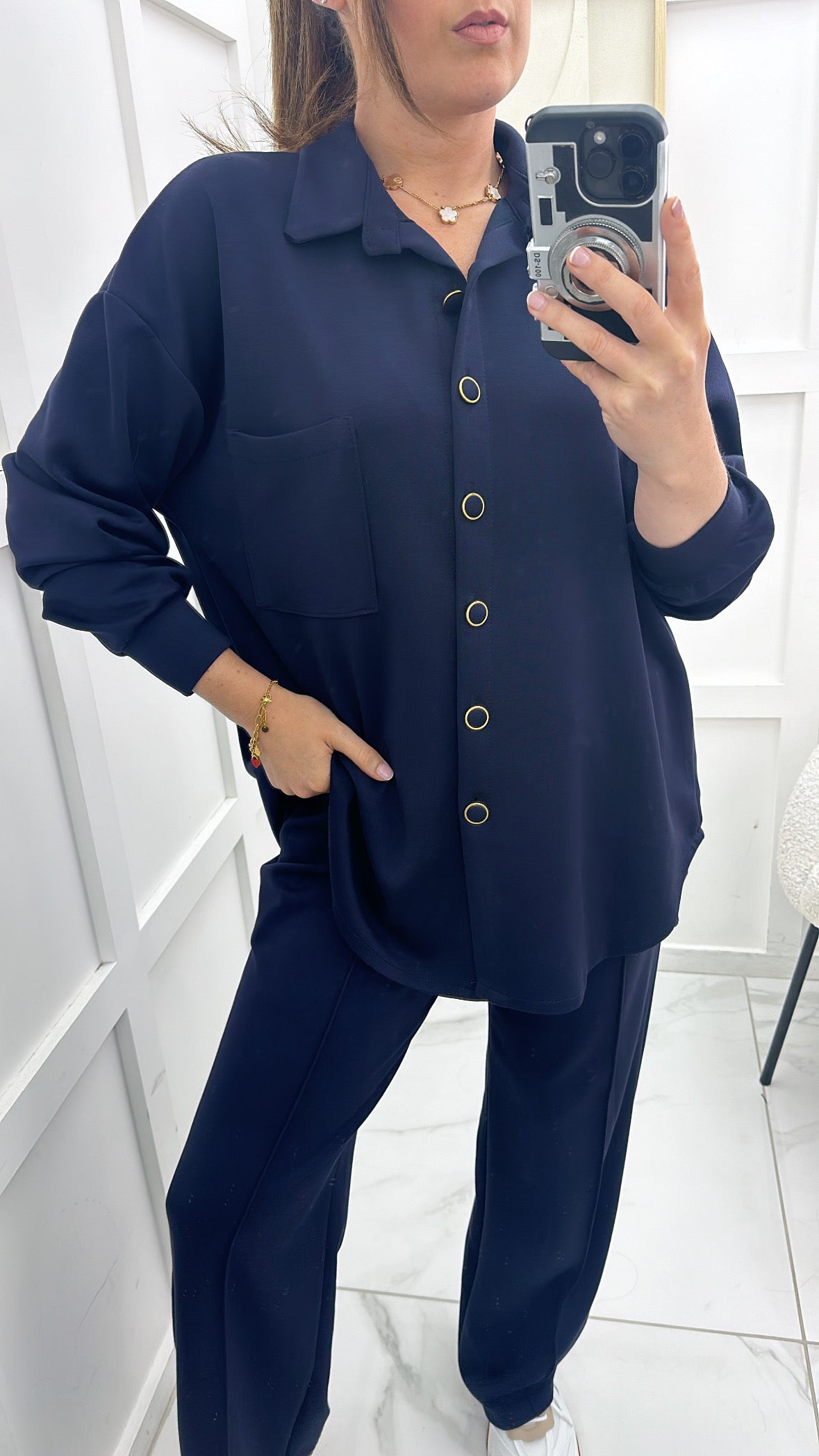 AMELIA navy super soft cotton shirt