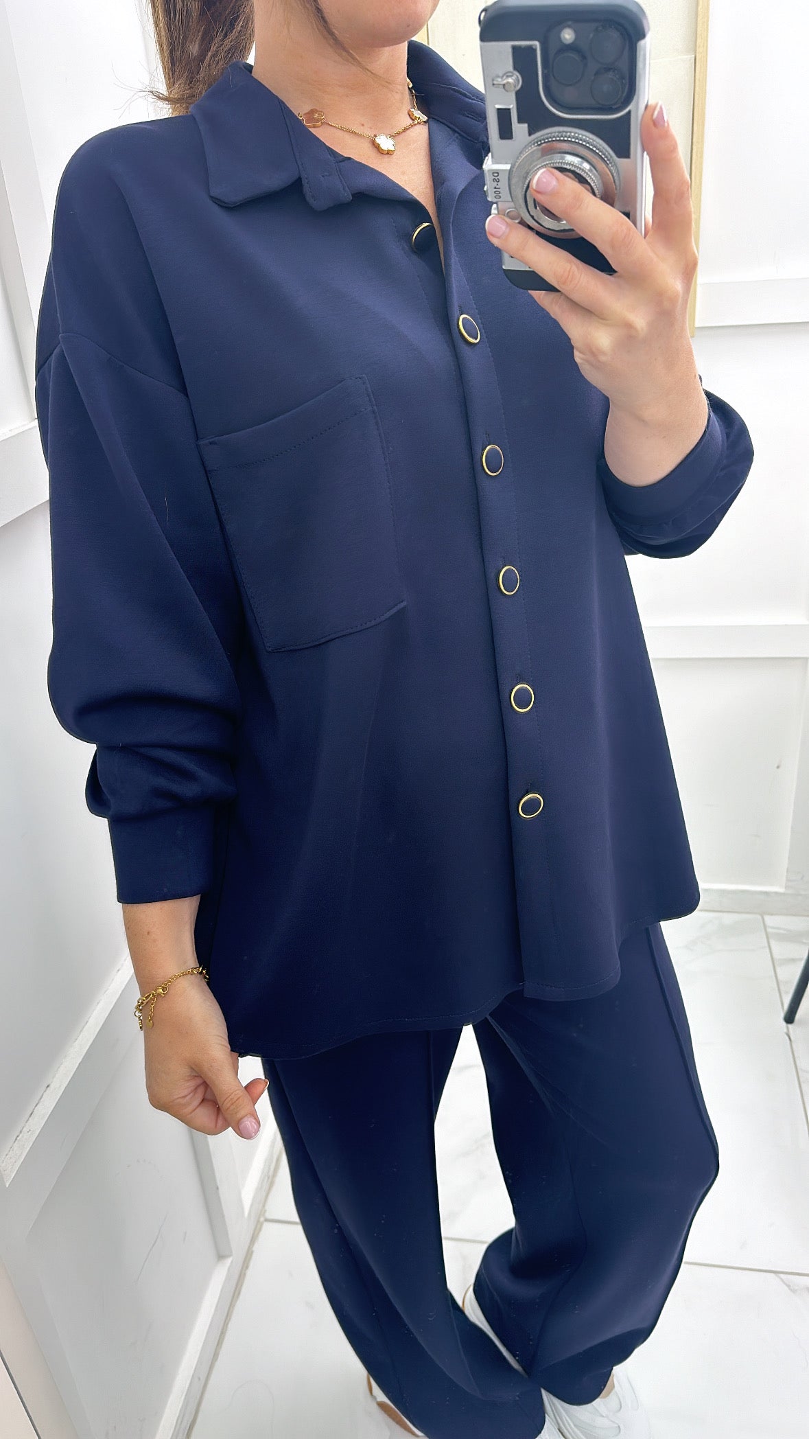 AMELIA navy super soft cotton shirt