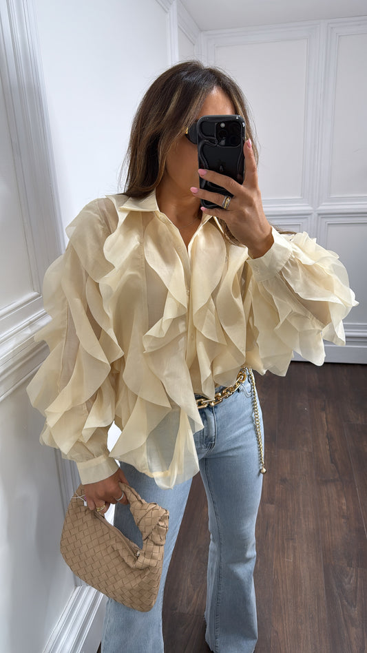 KATE butter yellow ruffle blouse