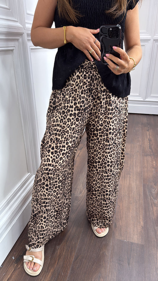 LIZZY Leopard Print Flared Trousers