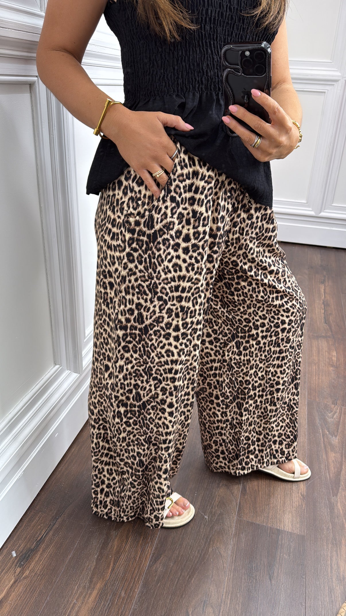 LIZZY Leopard Print Flared Trousers