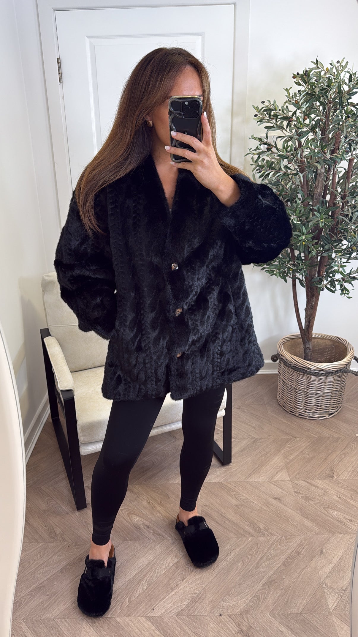 HATTY black faux fur jacket